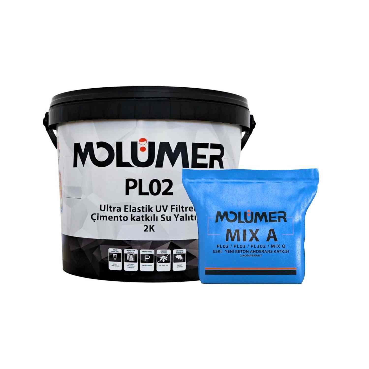 PL02 Ultra Elastik UV Filtreli Çimento Katkılı Su Yalıtımı 2K